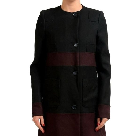 Just Cavalli Women's Two Tone Wool Button Down Coat US S IT 40